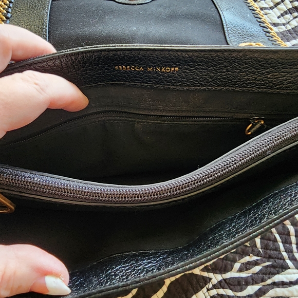 Rebecca Minkoff Black Leather Shoulder Bag with Gold Chain - Picture 10 of 10